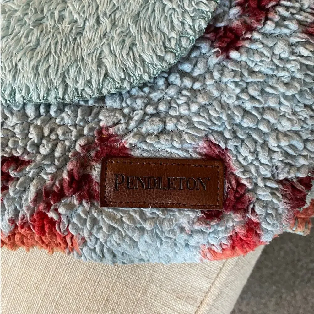 Pendleton Sherpa Fleece Blanket Legend Lake Aqua Blue Sky Aztec Southwest Twin